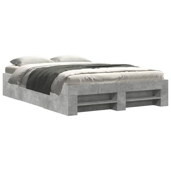 vidaXL Bed Frame without Mattress Concrete Grey 120x200cm Engineered Wood