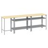 vidaXL Work Bench Set with Shelf with Storage 3 pcs Grey Steel