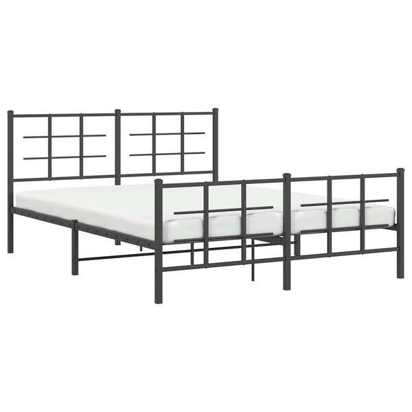 vidaXL Metal Bed Frame without Mattress with Footboard Black 150x200cm