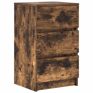 vidaXL Bedside Cabinet with 3 Drawers Smoked Oak 39x35x65 cm