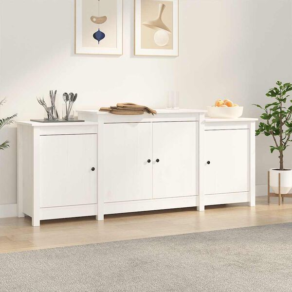 vidaXL Sideboard White 164x37x68 cm Solid Wood Pine