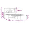 vidaXL Metal Bed Frame without Mattress with Headboard Black 120x200cm