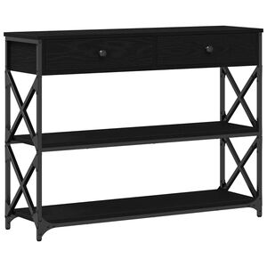 vidaXL Console Table with Drawer with Shelf Black oak 100 x 28 x 75 cm
