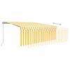 vidaXL Manual Retractable Awning with Blind&LED 4x3m Yellow&White