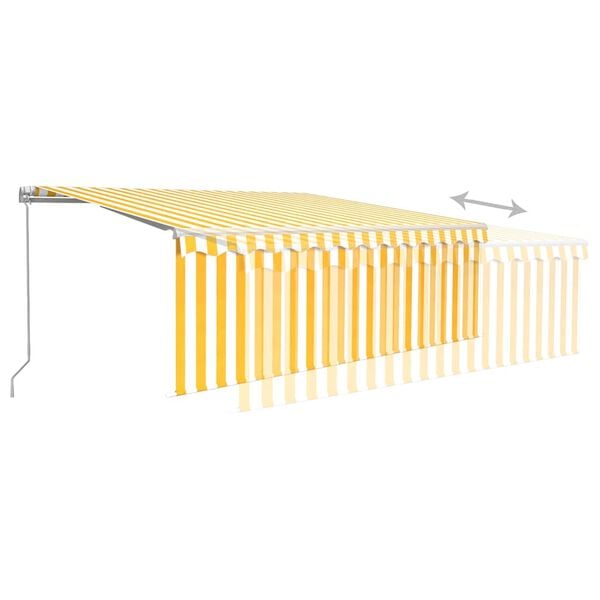vidaXL Manual Retractable Awning with Blind&LED 4x3m Yellow&White