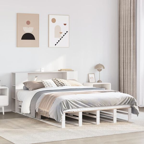vidaXL Bookcase Bed without Mattress White 120x190 cm Small Double Solid Wood