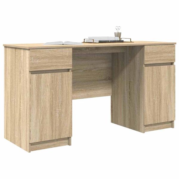vidaXL Desk with Drawer Sonoma oak 140 x 49 x 76 cm Engineered wood