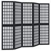 vidaXL Room Divider 5 Panels Black Solid Wood Paulownia