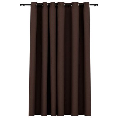 vidaXL Linen-Look Blackout Curtain with Grommets Taupe 290x245cm