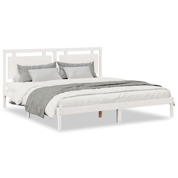 vidaXL Extra Long Bed Frame without Mattress White 200x210 cm Solid Wood
