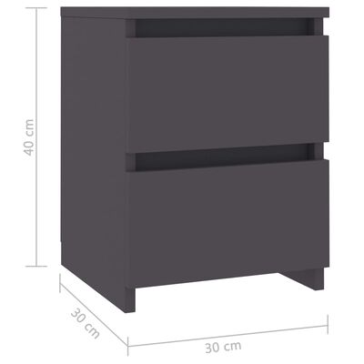 vidaXL Bedside Cabinets 2 pcs Grey 30x30x40 cm Engineered Wood