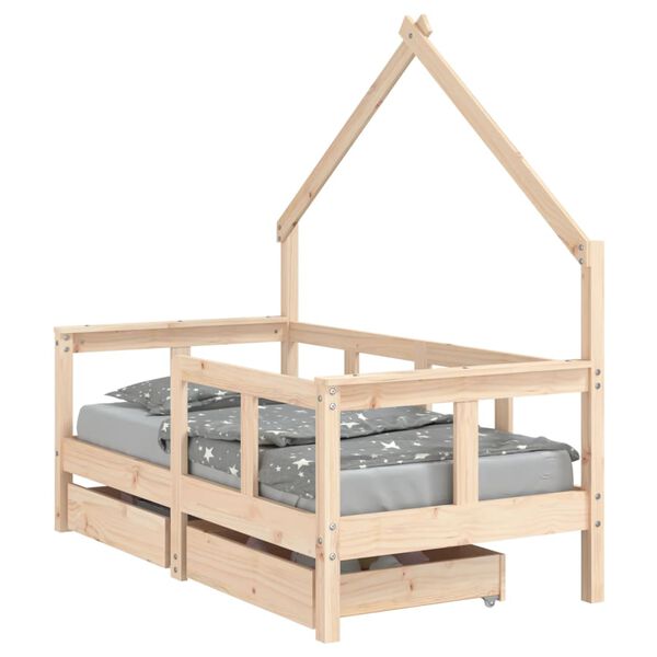 vidaXL Kids Bed Frame with Drawers 70x140 cm Solid Wood Pine