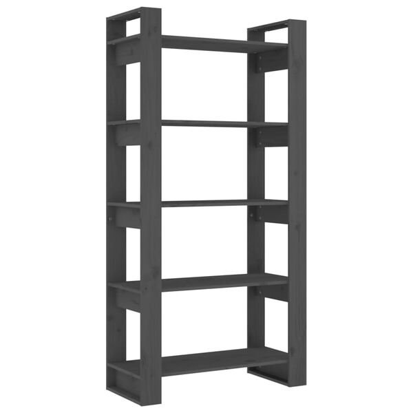 vidaXL Book Cabinet/Room Divider Grey 80x35x160 cm Solid Wood