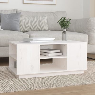 vidaXL Coffee Table White 90x49x40.5 cm Solid Wood Pine