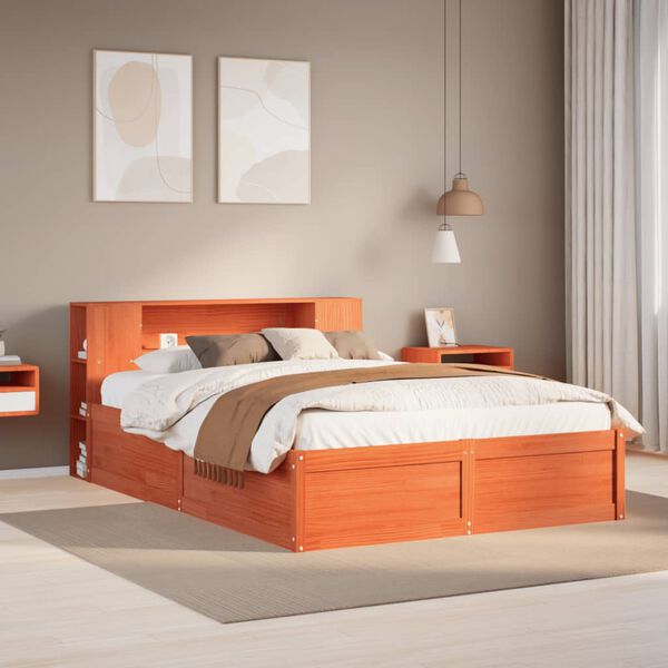 vidaXL Bed Frame without Mattress Wax Brown 140x200 cm Solid Wood Pine
