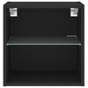 vidaXL Bedside Cabinets with LED Lights Wall-mounted 2 pcs Black