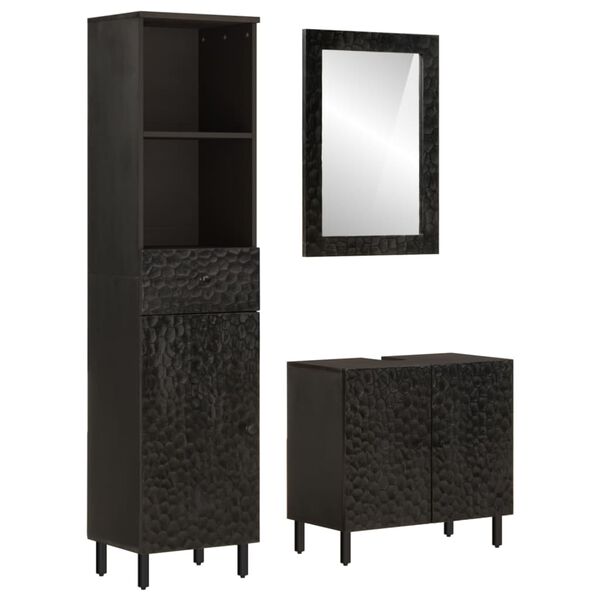 vidaXL 3 Piece Bathroom Cabinet Set Solid Wood Mango