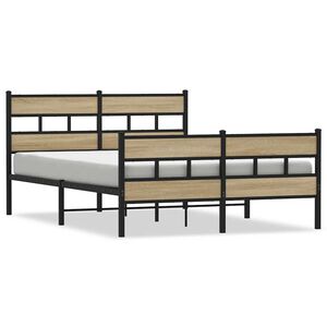 vidaXL Metal Bed Frame without Mattress Sonoma Oak 135x190 cm Double