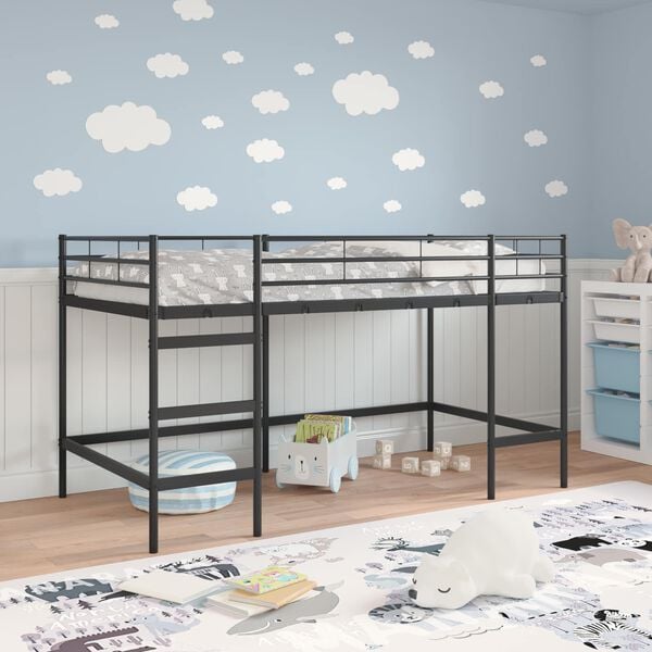 vidaXL Kids'Loft Bed Frame Black 99.5 x 200 cm Steel