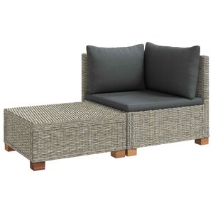 vidaXL 2 pcs Rattan Lounge Set with Cushions GENDT Natural Rattan