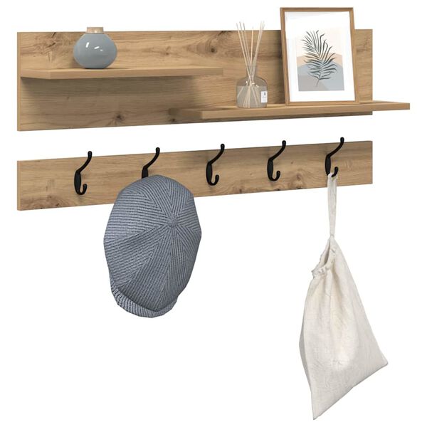 vidaXL Wall-Mounted Coat Rack with Shelf Artisan Oak 90 x 15 x 36 cm