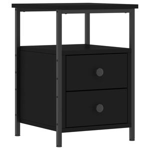 vidaXL Bedside Cabinet Black 34x35.5x50 cm Engineered Wood