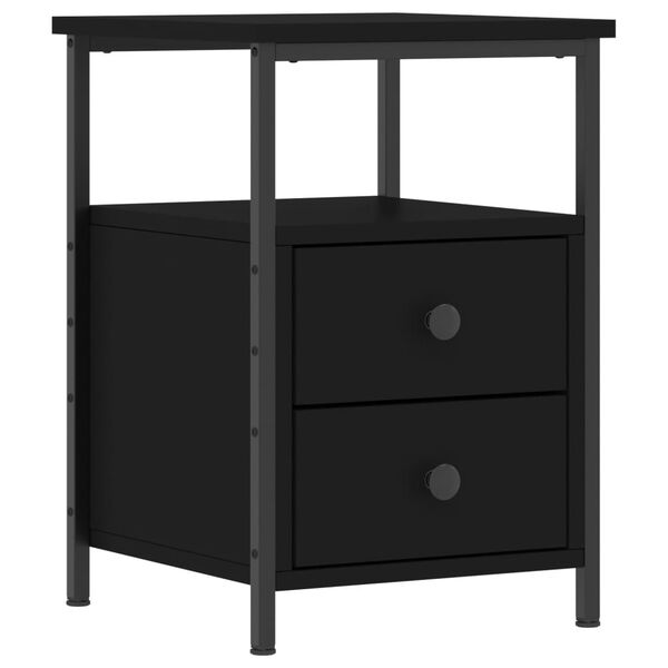 vidaXL Bedside Cabinet Black 34x35.5x50 cm Engineered Wood