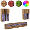 vidaXL TV Wall Cabinet Set with LED Lights Wall-mounted 7 pcs Old Wood