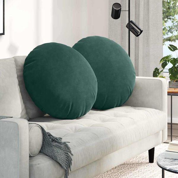 vidaXL Seat Cushions 2 pcs Dark Green Ø80 x 29 cm Velvet
