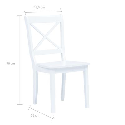 vidaXL Dining Chairs 6 pcs White Solid Rubber Wood