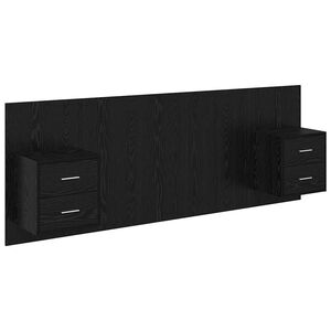 vidaXL Headboard with Cabinet 3 pcs Black Oak Engineered Wood