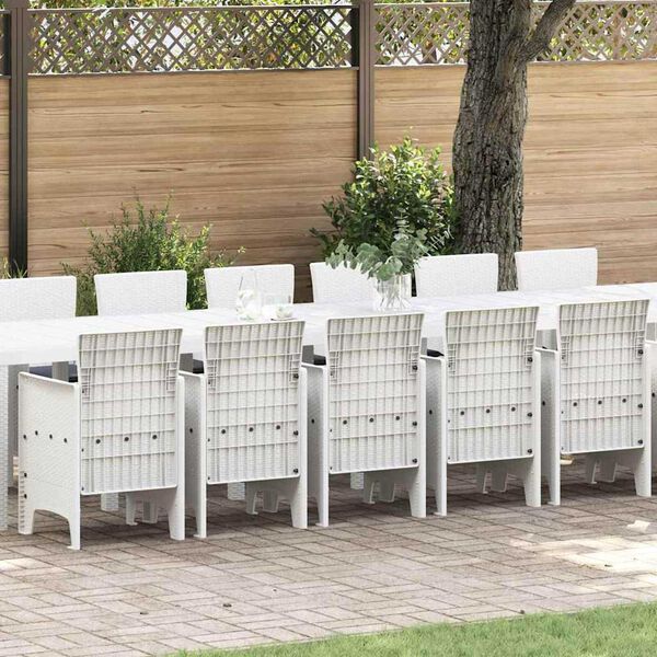 vidaXL Garden Dining Set with Cushions with Cushion 17 pcs White PP