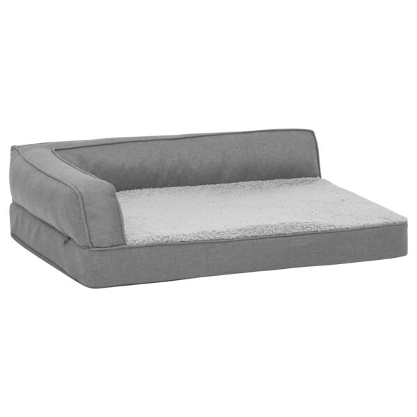 vidaXL Ergonomic Dog Bed Mattress 60x42 cm Linen Look Fleece Grey