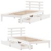 vidaXL Bed Frame with Drawers without Mattress White90x190 cm Single