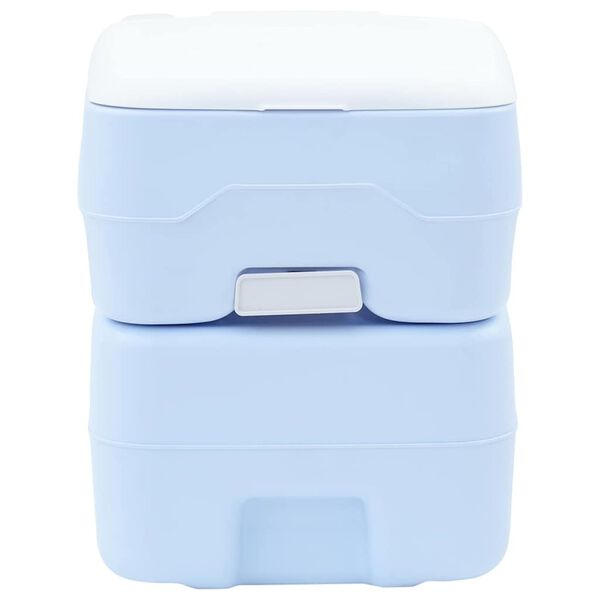 vidaXL Camping Toilet Manual Light Blue and White 41.5 x 36.5 x 42 cm