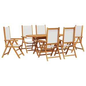 vidaXL Garden Dining Set Folding 7 pcs Cream white Solid acacia wood