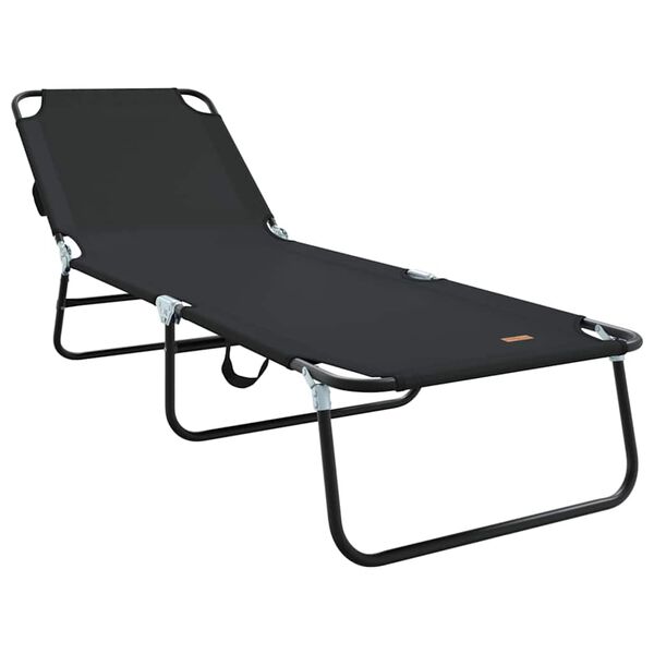 vidaXL Folding Sun Lounger Folding Black 56 x 189 x 87cm Fabric