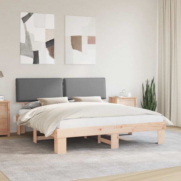 vidaXL Bed Frame with Upholstered Headboard Light Grey 200 x 200 cm