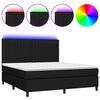 vidaXL Box Spring Bed with Mattress&LED Black 180x200 cm Fabric