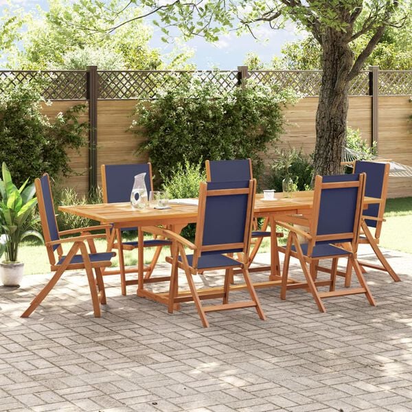 vidaXL 7 Piece Garden Dining Set Solid Wood Acacia and Textilene
