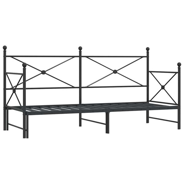 vidaXL Daybed with Trundle without Mattress Black 90x190 cm Steel