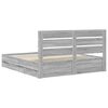 vidaXL Bed Frame with Drawer Grey Sonoma 200 x 200 cm Engineer Wood