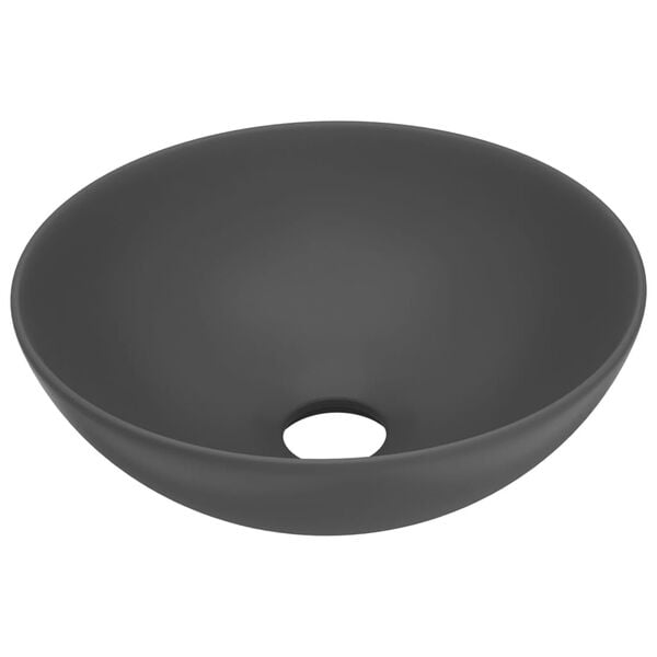 vidaXL Bathroom Sink Ceramic Dark Grey Round