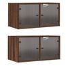 vidaXL Wall Cabinets with Glass Doors 2 pcs Brown Oak 68.5x37x35 cm