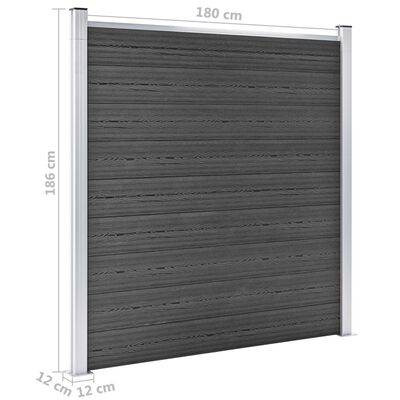 vidaXL Fence Panel Set WPC 1564x186 cm Black