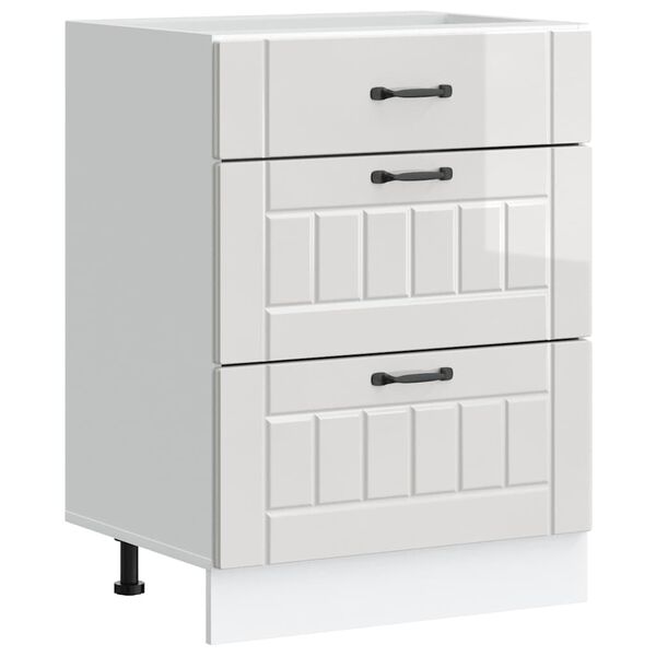 vidaXL Kitchen Base Cabinet "Lucca" High Gloss White Engineered Wood