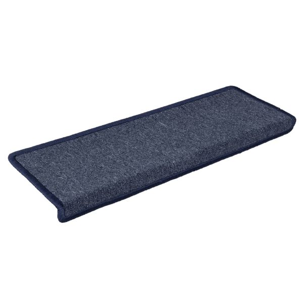 vidaXL Stair Mats 15 pcs 65x21x4 cm Dark Grey and Blue Rectangular Edge