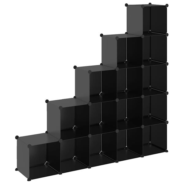 vidaXL Storage Cube Organiser with 15 Cubes Black PP
