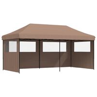 vidaXL Foldable Party Tent Pop-Up with 3 Sidewalls Brown