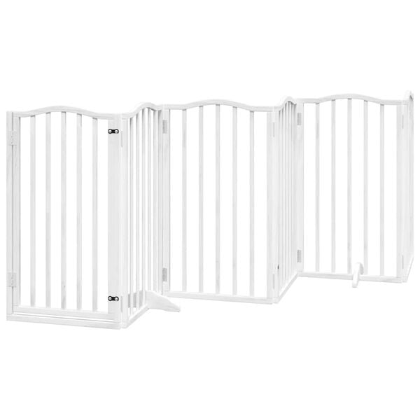 vidaXL Dog Gate with Door Foldable 15 Panels White 750 cm Poplar Wood